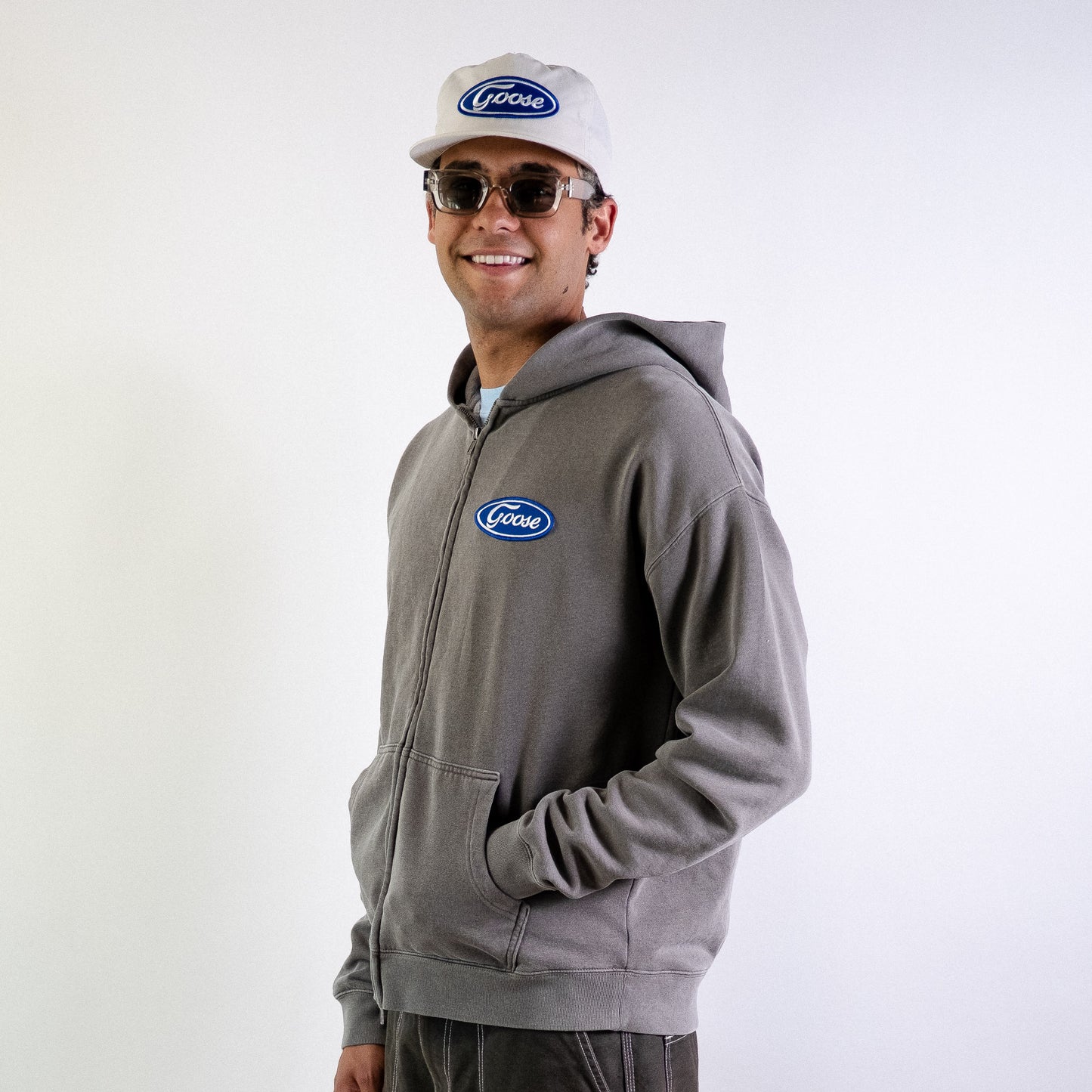 Goose Zip Hoodie (Faded Grey)