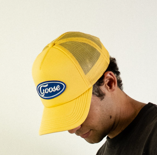 Blue Oval Patch Trucker Hat (Yellow)