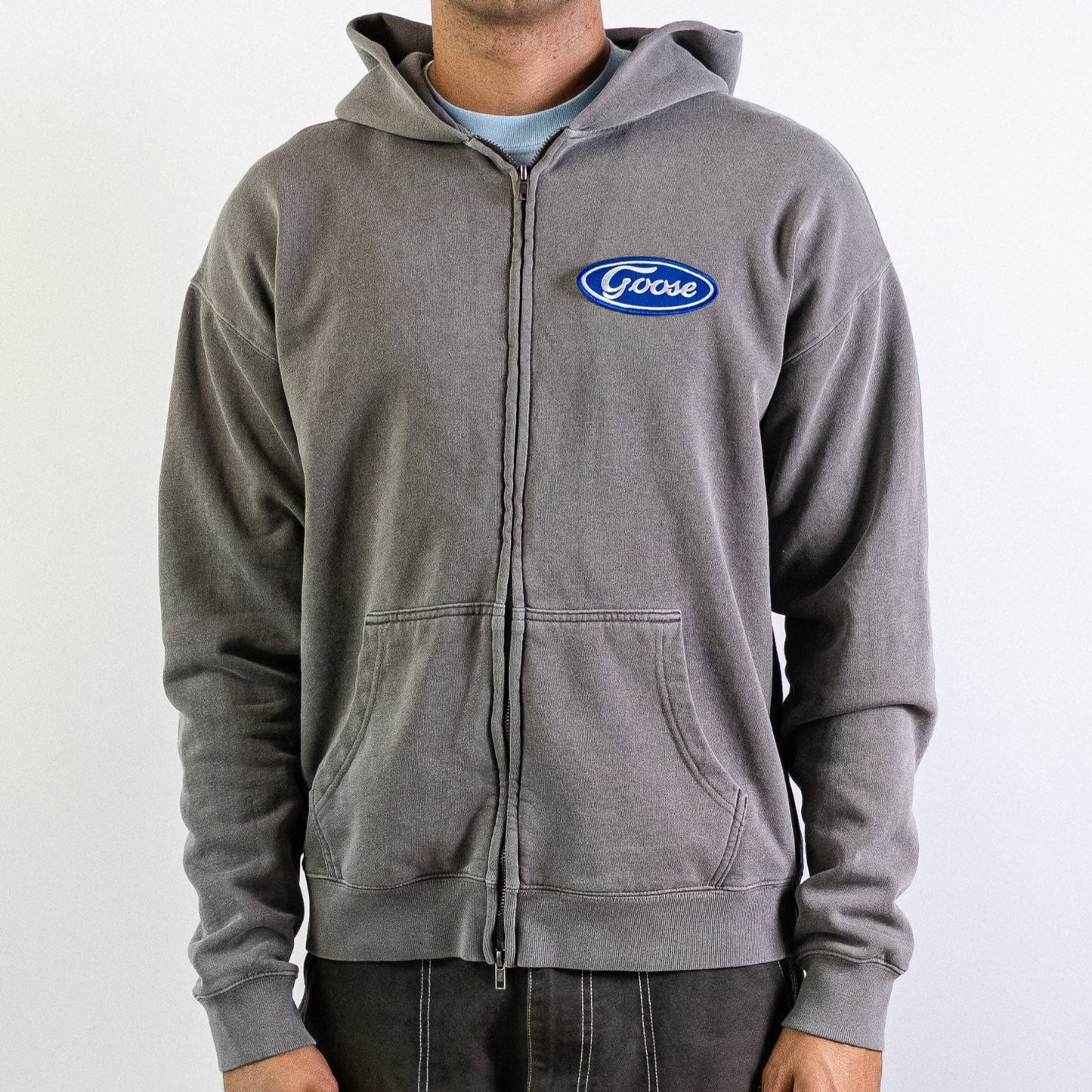 Goose Zip Hoodie (Faded Grey)