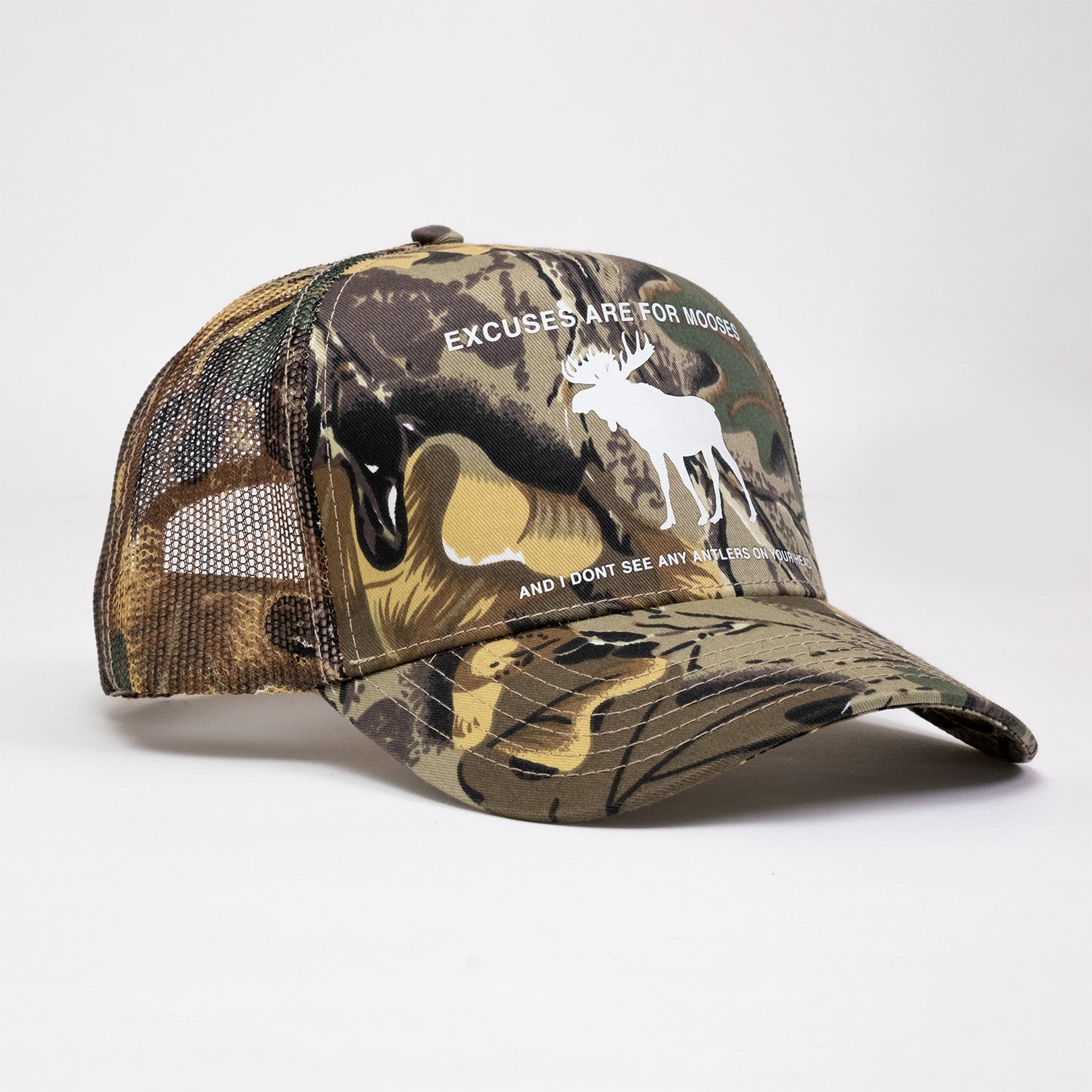 Excuses are for Mooses Trucker Hat - Camo