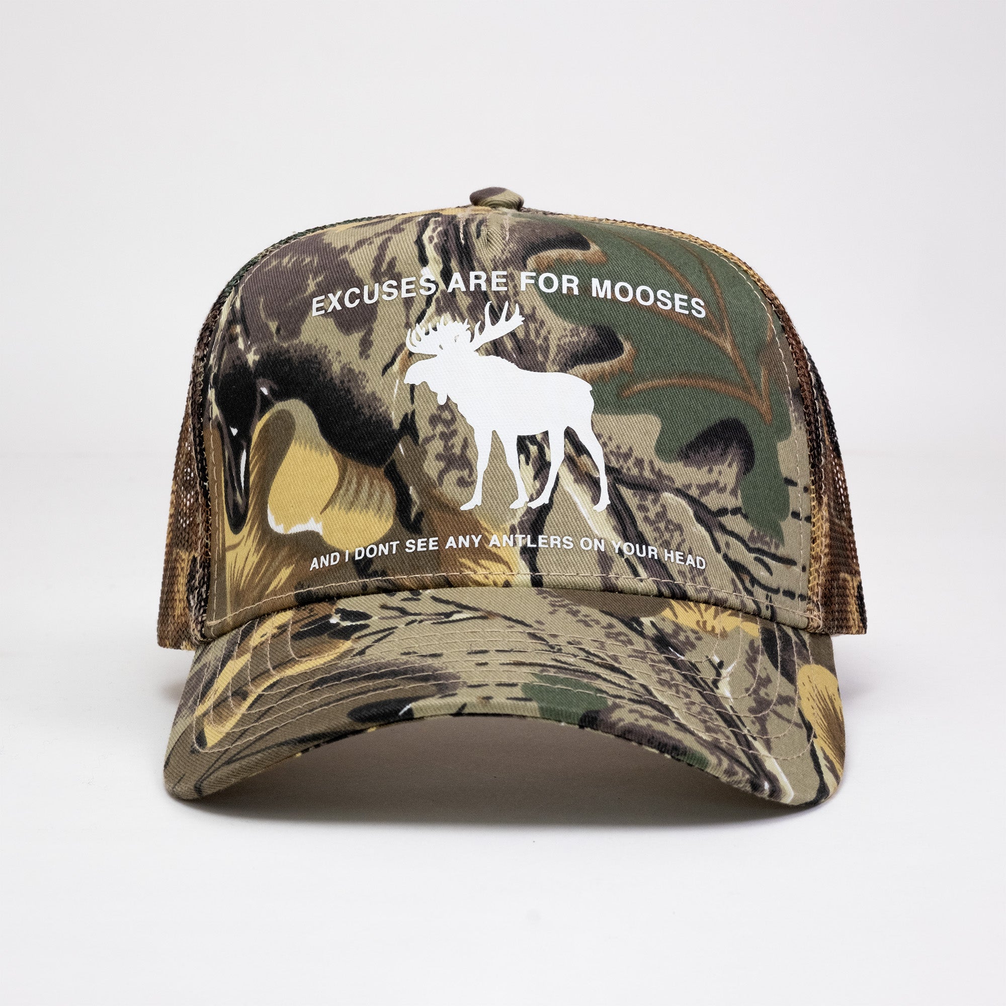 Excuses are for Mooses Trucker Hat - Camo