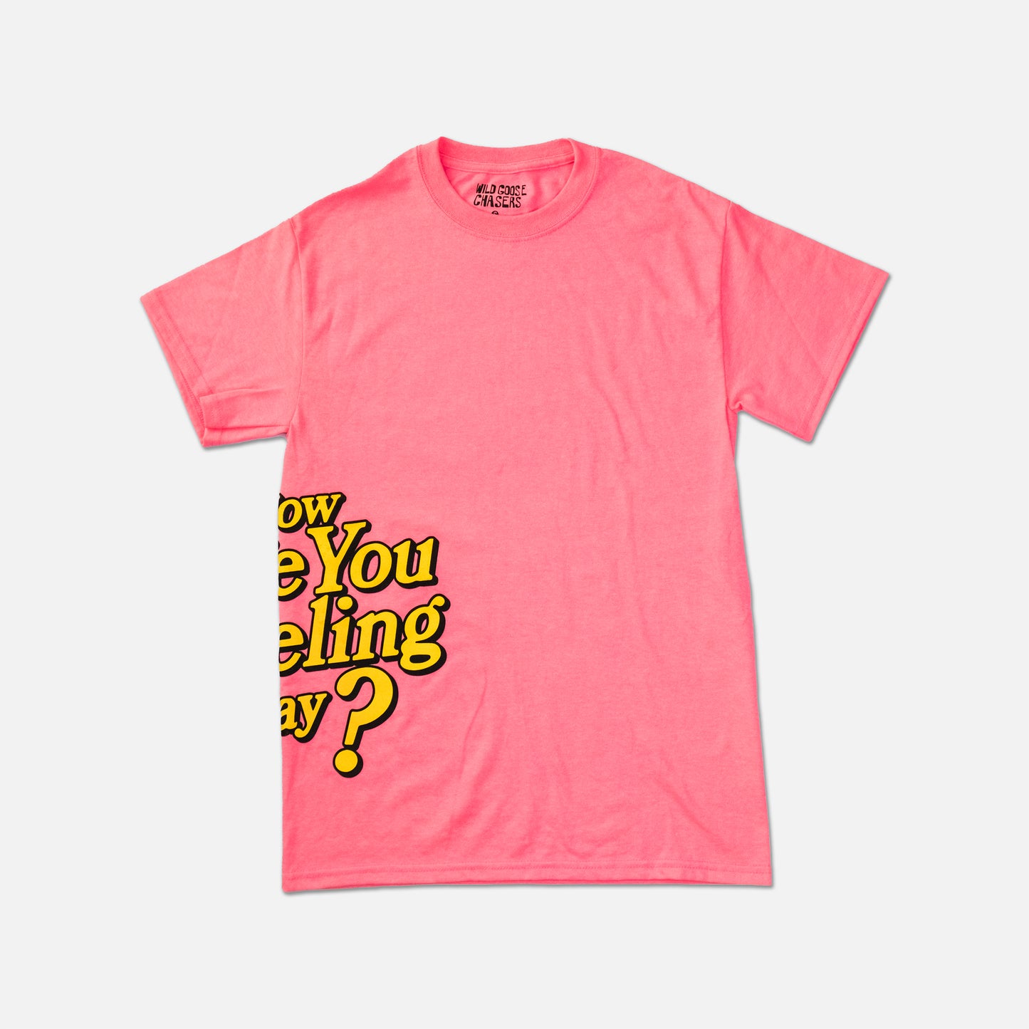 Hip Print Script Tee - Neon Pink