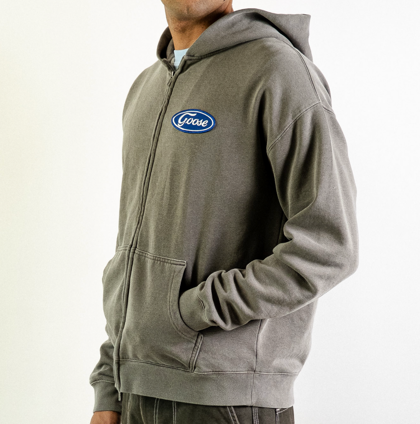 Goose Zip Hoodie (Faded Grey)